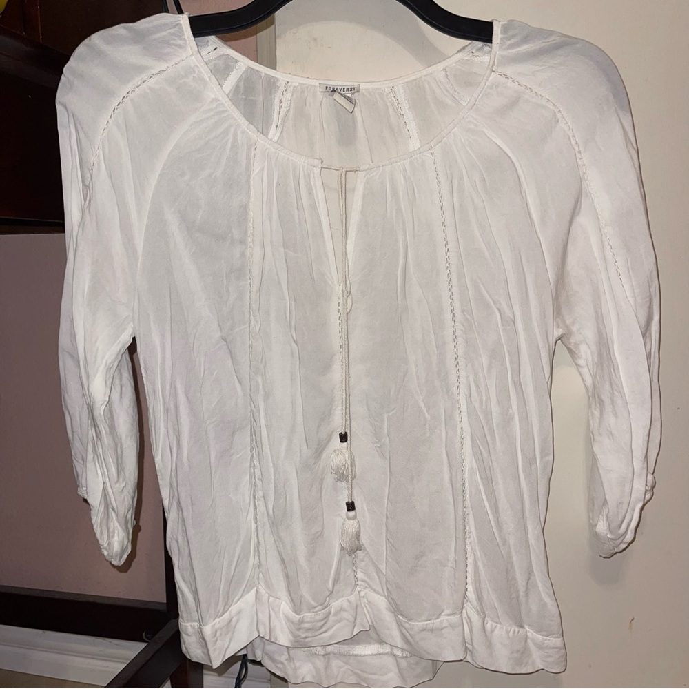Forever 21 Sheer White Blouse